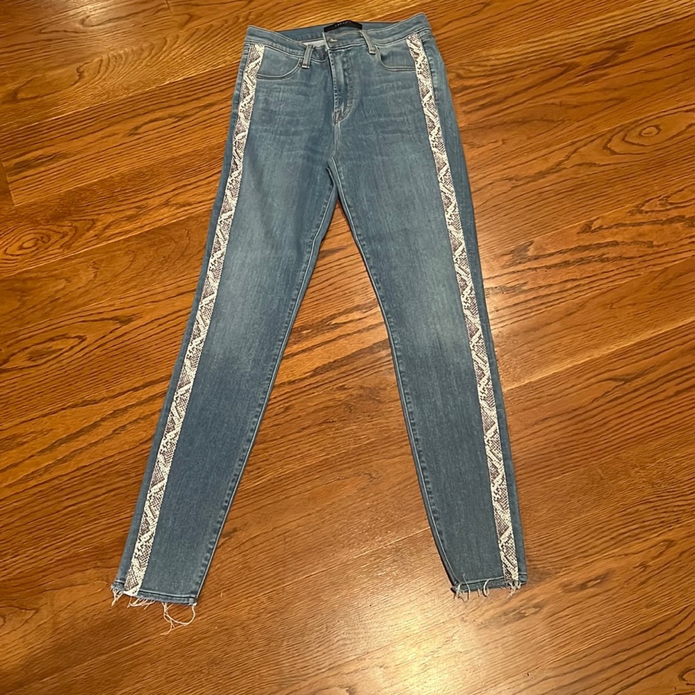 J brand jeans with snake skin detail